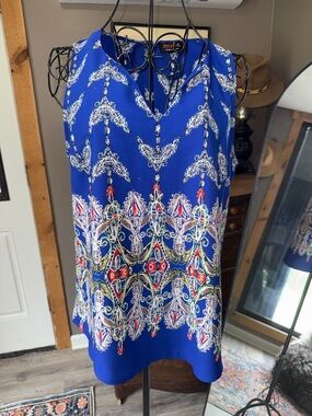 Renee C. Royal Blue Multicolor Printed Sleeveless camisole